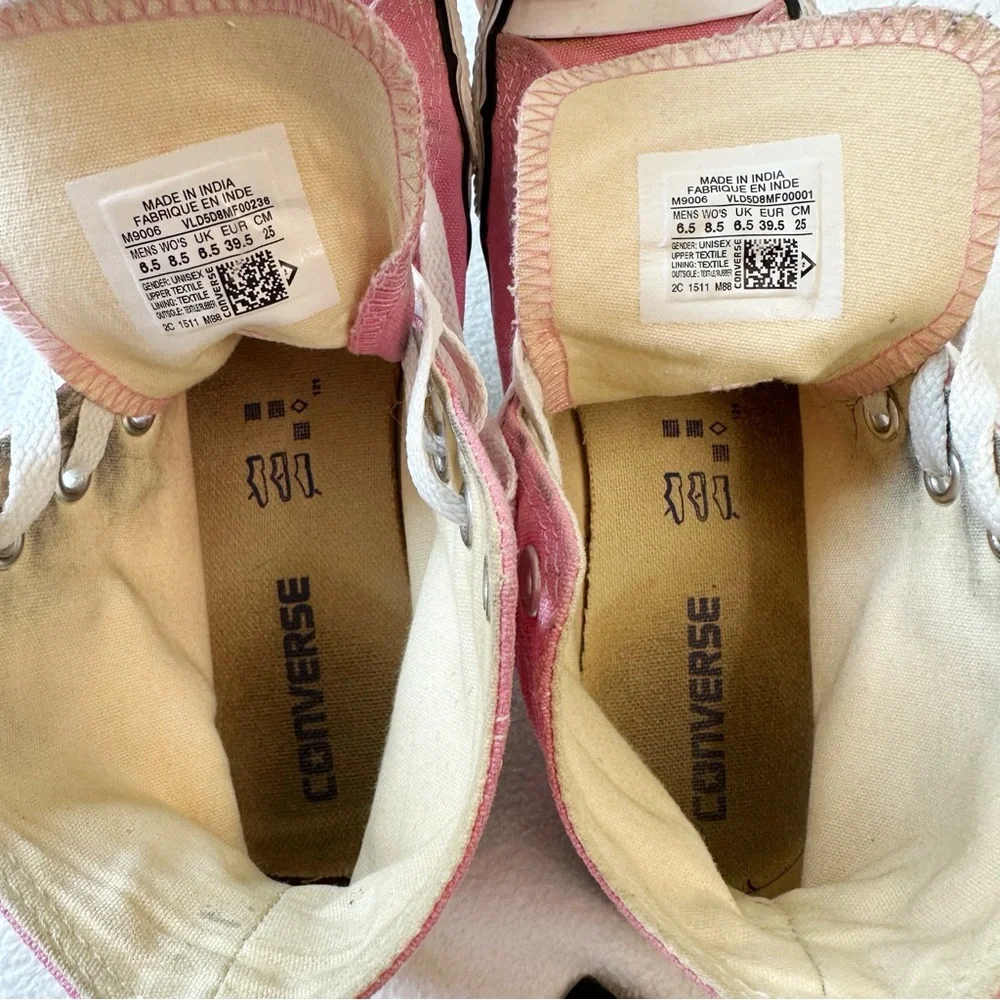Converse Pink High Top Canvas All Star Chuck Taylor Sneakers EUC, size 8.5 - Picture 8 of 16